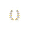 14k Yellow Gold Leaf Motif Climber Post Earrings with Marquise Cubic Zirconias